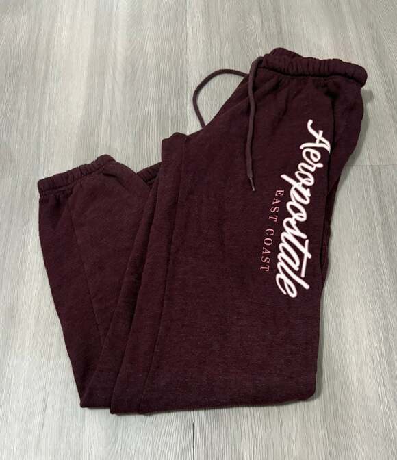 Aeropostale Pants - Aeropostale East Coast Logo Drawstring Fleece Sweatpants Joggers Burgundy Size X